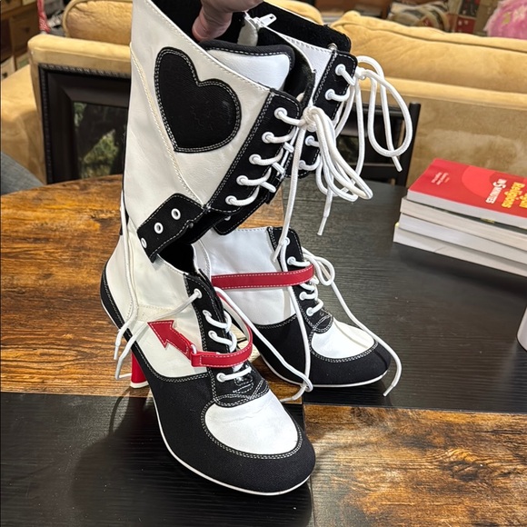 Funtasma Black and white with red accent sneaker heels boots, size 10, 42 - Picture 2 of 4
